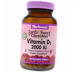 Жевательный Витамин Д, Vitamin D3 2000 Chew, Bluebonnet Nutrition  90таб Малина (36393008)