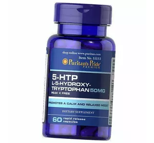 5-гидрокситриптофан, 5-HTP 50, Puritan's Pride  60капс (72367024)