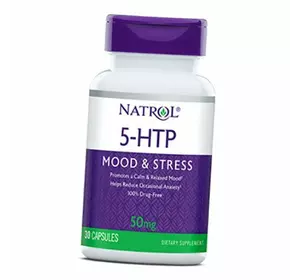 5-гидрокситриптофан для хорошего настроения, 5-HTP 50, Natrol  30капс (72358026)