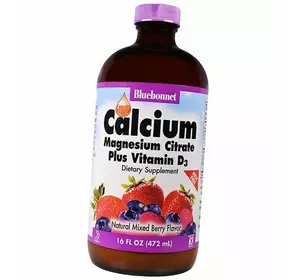 Кальций Магний Витамин Д3, Calcium Magnesium plus Vitamin D3, Bluebonnet Nutrition  472мл Ягода (36393024)