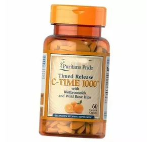 Витамин С с замедленным высвобождением, Vitamin C-1000 with Rose Hips Time Release, Puritan's Pride  60каплет (36367185)
