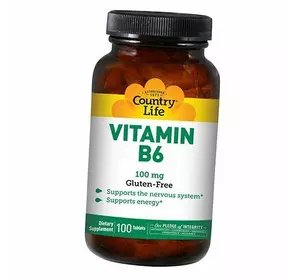 Витамин В6 (Пиридоксин), Vitamin B6 100, Country Life  100таб (36124089)
