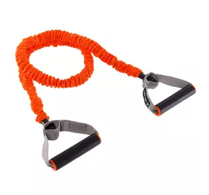 Эспандер трубчатый с ручками в защитном рукаве FI-7829 Zelart   Низкая Оранжево-серый (56363215)