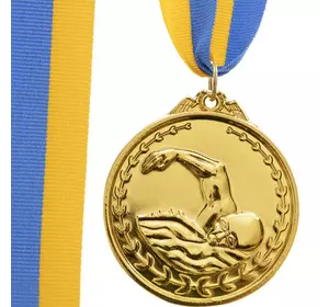 Медаль спортивная с лентой Плавание C-7015     Золотой (33508326)