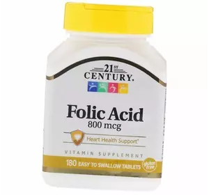 Фолиевая кислота, Folic Acid 800, 21st Century  180таб (36440018)