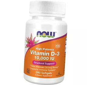 Витамин Д3 высокоактивный, Vitamin D-3 10000, Now Foods  240гелкапс (36128161)