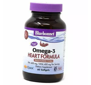 Омега 3 для сердца, Omega-3 Heart Formula, Bluebonnet Nutrition  60гелкапс (67393008)