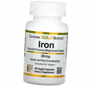 Бисглицинат Железа, Ferrochel Iron Bisglycinate, California Gold Nutrition  90вегкапс (36427018)