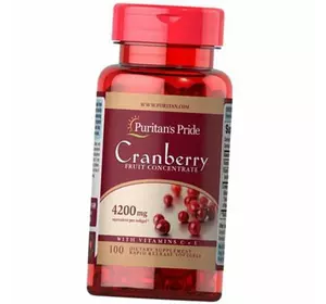 Экстракт Клюквы, Cranberry with Vitamin C & E 4200, Puritan's Pride  100гелкапс (71367077)