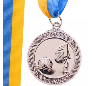 Медаль спортивная с лентой Баскетбол C-7019     Серебряный (33508311)