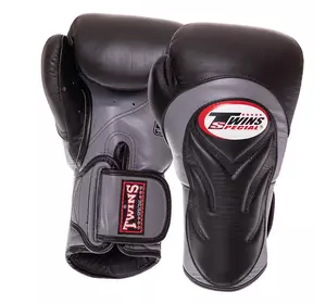 Перчатки боксерские кожаные BGVL6 Twins  12oz Черно-серый (37426141)