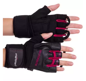 Перчатки для тяжелой атлетики 161104 Maraton  XL Черно-розовый (07446035)