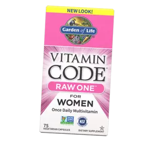 Сырые Мультивитамины для женщин, Vitamin Code Raw One for Women, Garden of Life  75вегкапс (36473011)