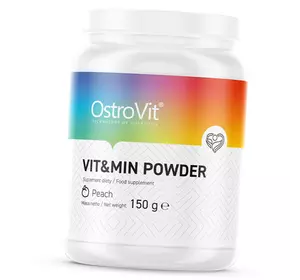 Комплекс Витаминов для взрослых, Vit & Min Powder, Ostrovit  150г Персик (36250085)