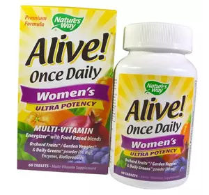 Мультивитамины для женщин, Alive! Once Daily Women's Ultra Potency, Nature's Way  60таб (36344017)