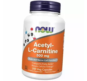 Ацетил L Карнитин, Acetyl L-Carnitine 500, Now Foods  200вегкапс (72128070)