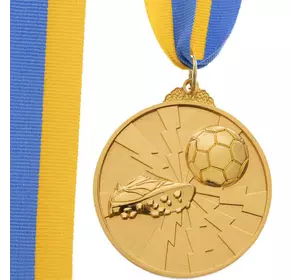 Медаль спортивная с лентой двухцветная Футбол C-4847     Золотой (33508321)