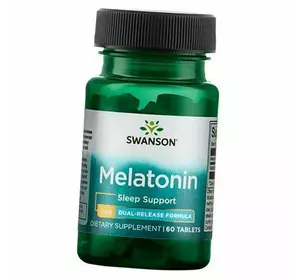 Мелатонин, Формула двойного высвобождения, Dual-Release Melatonin, Swanson  60таб (72280015)