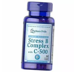 Витамины группы В и Витамин С, Stress B-Complex with Vitamin C-500, Puritan's Pride  60каплет (36367192)