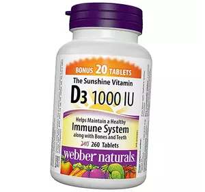 Витамин Д в таблетках, Vitamin D3 1000 Tabs, Webber Naturals  260таб (36485038)