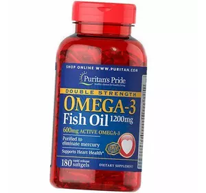 Омега 3, Double Strength Omega-3 Fish Oil 1200, Puritan's Pride  180гелкапс (67367003)