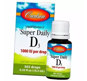 Витамин Д жидкий, Super Daily D3 1000, Carlson Labs  10мл (36353016)