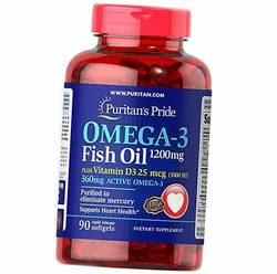 Омега-3, Omega 3 Fish Oil 1200 plus Vitamin D3, Puritan's Pride  90гелкапс (67367006)