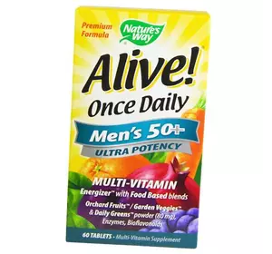Мультивитамины для мужчин 50+, Alive! Once Daily Men's 50+ Ultra Potency, Nature's Way  60таб (36344009)