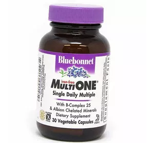 Мультивитамины без железа, MultiOne iron Free, Bluebonnet Nutrition  30вегкапс (36393038)