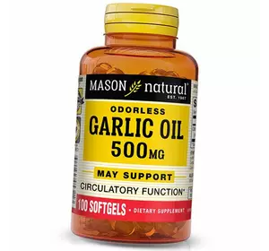 Масло чеснока без запаха, Odorless Garlic Oil 500, Mason Natural  100гелкапс (71529014)