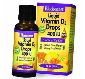 Витамин Д в каплях, Vitamin D3 400 Drops, Bluebonnet Nutrition  30мл Апельсин (36393023)