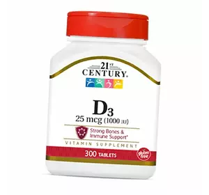 Витамин Д3, Холекальциферол, Vitamin D3 1000, 21st Century  300таб (36440067)