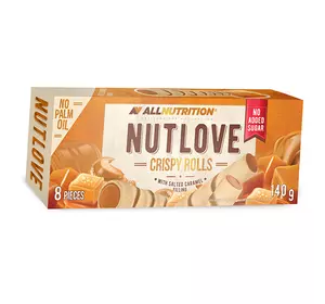 Диетические сладкие вафельные трубочки, Nut Love Crispy Rolls, All Nutrition  140г Соленая карамель (05003023)