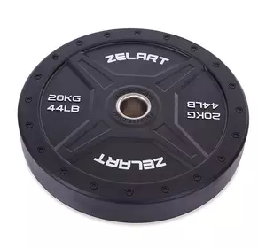 Блины (диски) бамперные для кроссфита Bumper Plates TA-2258 Zelart  20кг  Черный (58363160)
