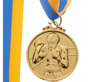 Медаль спортивная с лентой Бокс C-4337 FDSO    Золотой (33508364)