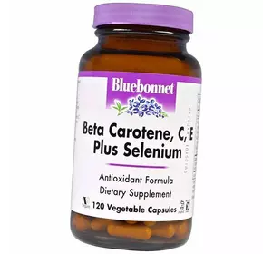 Бета-Каротин, Витамины С и Е + Селен, Beta Carotene, C, E Plus Selenium, Bluebonnet Nutrition  120вегкапс (36393105)
