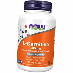 Л Карнитин Тартрат, L-Carnitine 500, Now Foods  180вегкапс (02128005)