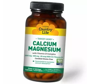 Кальций Магний Витамин Д, Calcium Magnesium with Vitamin D Complex, Country Life  120вегкапс (36124058)