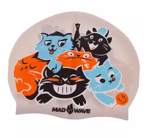 Шапочка для плавания детская Cats M057810 Mad Wave   Серебряный (60444171)