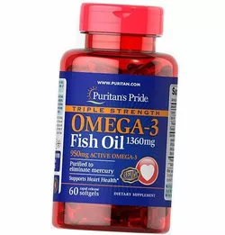 Омега-3, Omega-3 Fish Oil 1400, Puritan's Pride  60гелкапс (67367012)