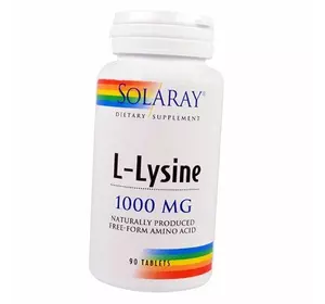 Л Лизин, L-Lysine 1000, Solaray  90таб (27411002)