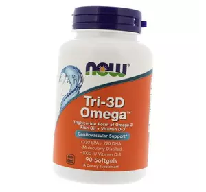 Омега 3 с Витамином Д3, Tri-3D Omega, Now Foods  90гелкапс (67128017)