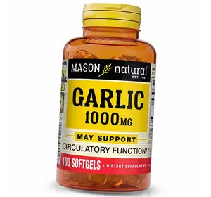 Чесночное масло в капсулах, Garlic Oil 1000, Mason Natural  100гелкапс (71529013)