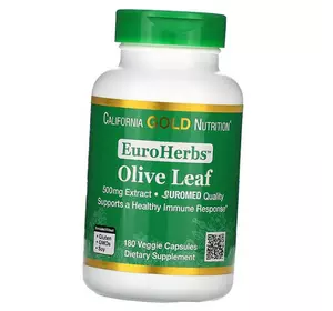 Экстракт листьев оливы, EuroHerbs Olive Leaf Extract 500, California Gold Nutrition  180вегкапс (71427021)