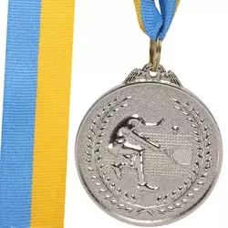 Медаль спортивная с лентой Большой Теннис C-8759 FDSO    Серебряный (33508389)