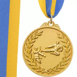 Медаль спортивная с лентой двухцветная Каратэ C-7026     Золотой (33508369)