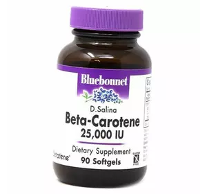 Натуральный Бета Каротин, Natural Beta Carotene 25000, Bluebonnet Nutrition  90гелкапс (72393010)