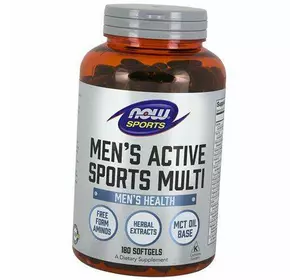 Витамины для мужчин, Men's Active Sports Multi, Now Foods  180гелкапс (36128012)