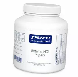 Бетаин Гидрохлорид и Пепсин, Betaine HCl Pepsin, Pure Encapsulations  250капс (72361006)