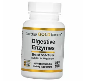 Пищеварительные ферменты широкого спектра действия, Digestive Enzymes Broad Spectrum, California Gold Nutrition  90вегкапс (69427004)
